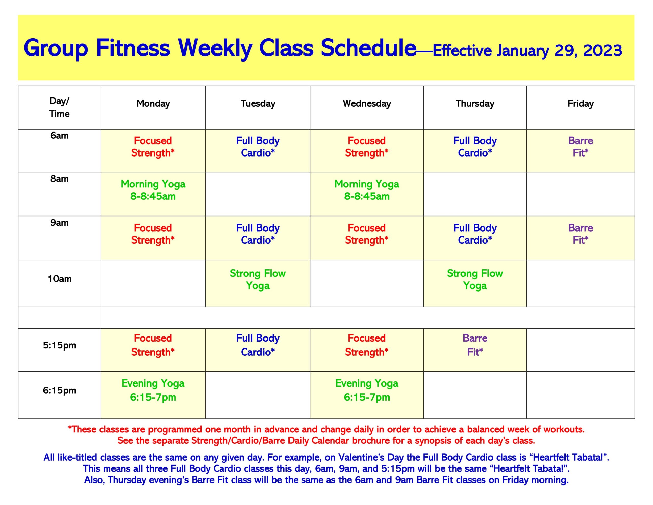 Fitness Schedule Eugene Swim & Tennis Club
